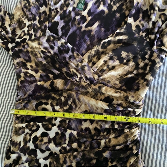 Lauren Ralph Lauren Women’s Brown Animal Print Bodycon Ruched Side Dress Size 6 - Picture 5 of 9